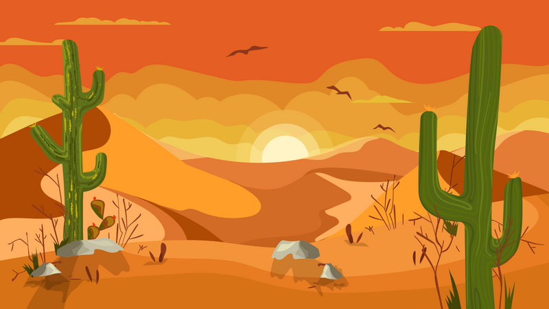 Atardecer en el desierto  Ilustración