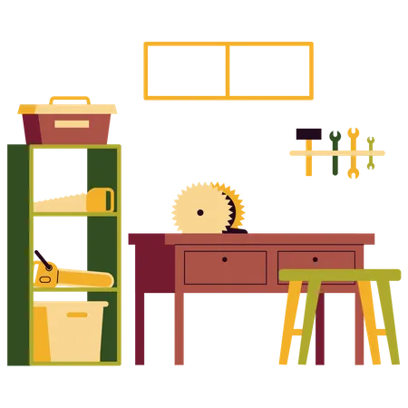 Atelier de bois  Illustration