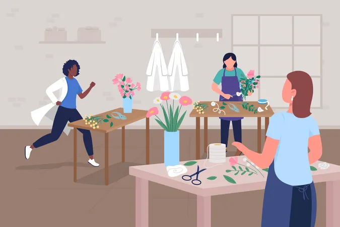 Atelier floral pour le bien-être des médecins  Illustration