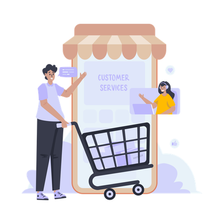 Atendimento ao cliente da loja online  Ilustração
