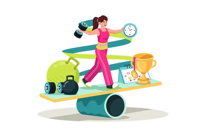 Athlete Balancing Training Practice And Competition Schedules Illustration