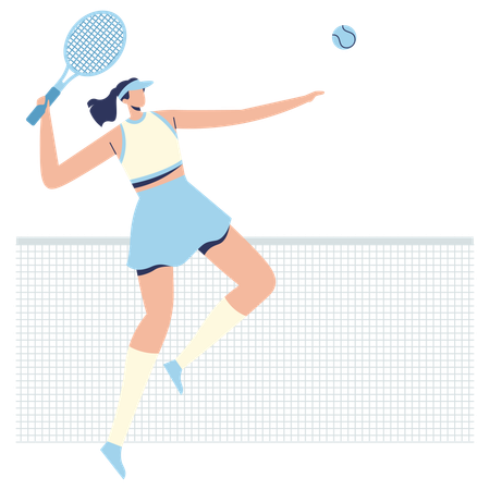 Athlète de tennis frappant la balle  Illustration