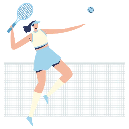 Athlète de tennis frappant la balle  Illustration