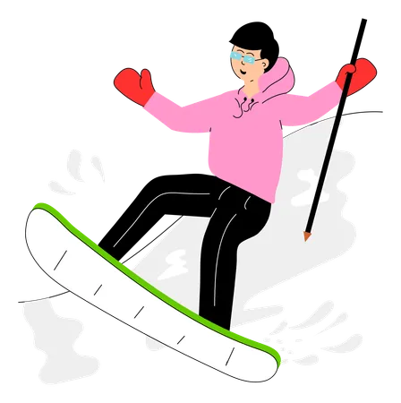 Athlete doing alpine skiing  Illustration