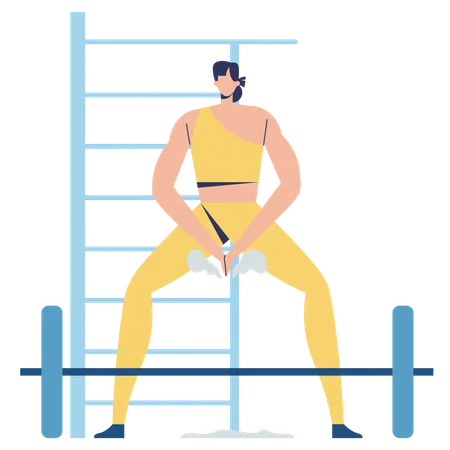 Athlete doing Chalk Preparation  Illustration