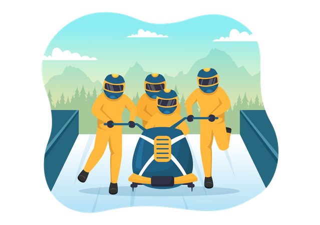 Athlète équitation bobsleigh en traîneau  Illustration