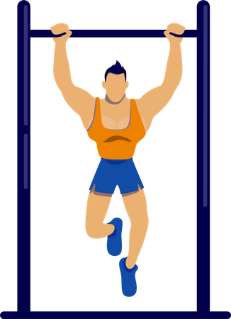 Athlete exercising on bar Illustration