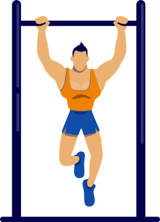 Athlete exercising on bar  Illustration