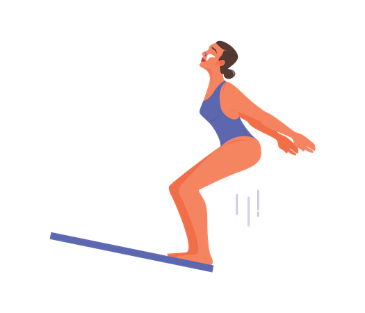 Athlète féminine faisant un saut de natation  Illustration