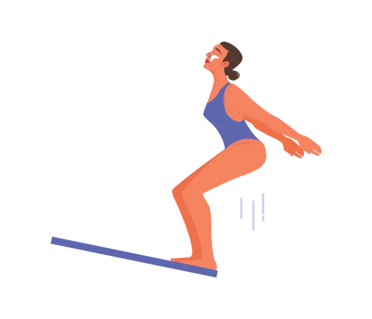 Athlète féminine faisant un saut de natation  Illustration