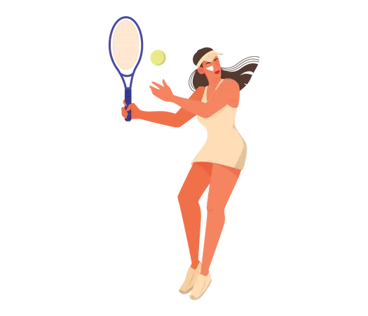 Athlète féminine jouant au tennis  Illustration