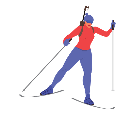 Athlète féminine faisant du ski sur glace  Illustration