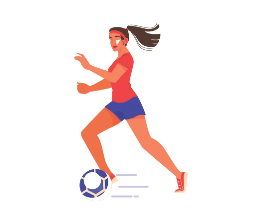 Athlète féminine jouant au football  Illustration