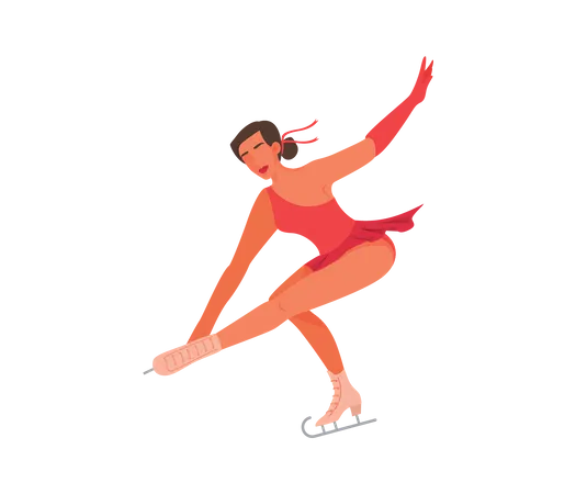 Athlète féminine faisant du ballet sur glace  Illustration