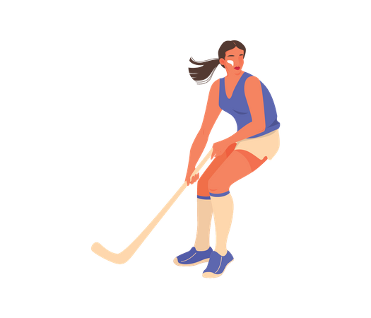 Athlète féminine jouant au hockey  Illustration