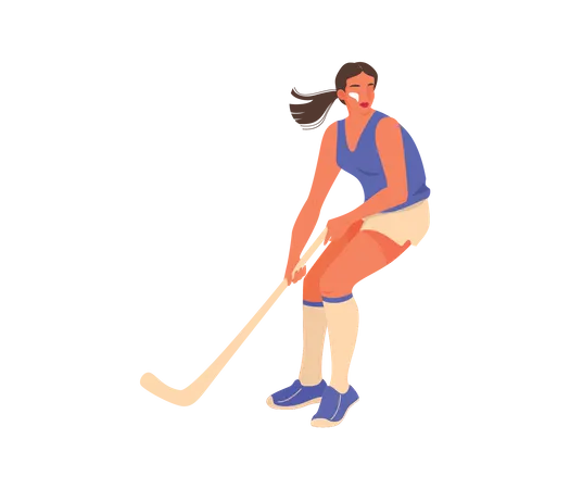 Athlète féminine jouant au hockey  Illustration