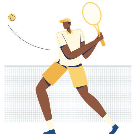 Athlete giving Backhand Shot  Illustration