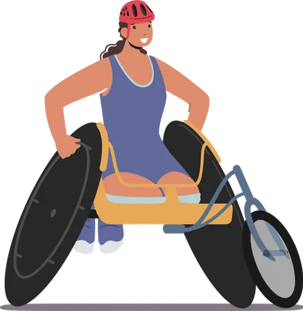 Athlète féminine handicapée en fauteuil roulant  Illustration