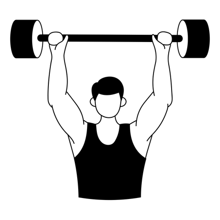 Athlete is doing barbell exercise  Illustration