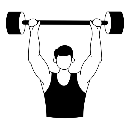Athlete is doing barbell exercise  Illustration