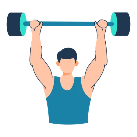 Athlete is doing barbell exercise  Illustration