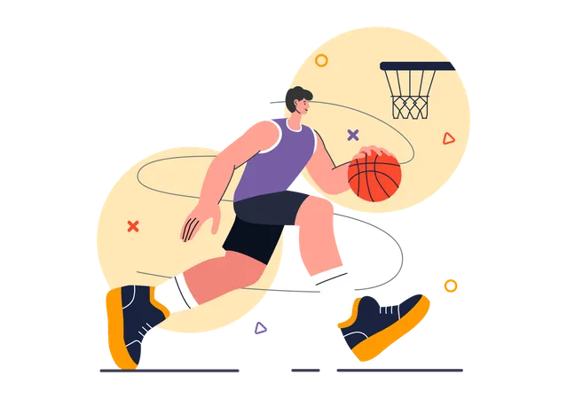 Athlète jouant au basket-ball lors d'un match  Illustration