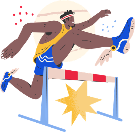 Athlete jumping over competition hurdle  Illustration