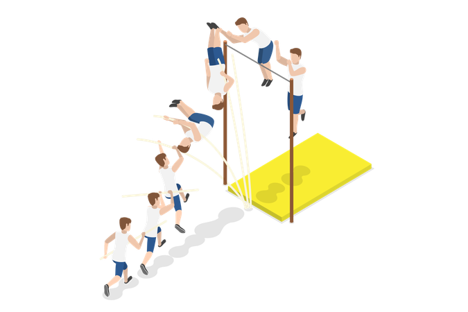 Athlete Jumping With Pole  Illustration