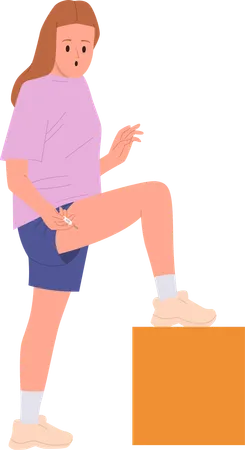 Athlete keeps injection on legs  Illustration