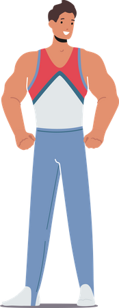 Athlete Male Character Posing in Uniform  Illustration