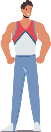 Athlete Male Character Posing in Uniform  Illustration