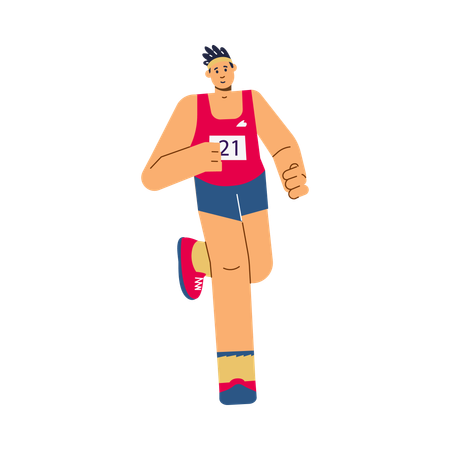 Athlete-marathoner at race competition  Illustration