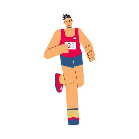 Athlete-marathoner at race competition  Illustration