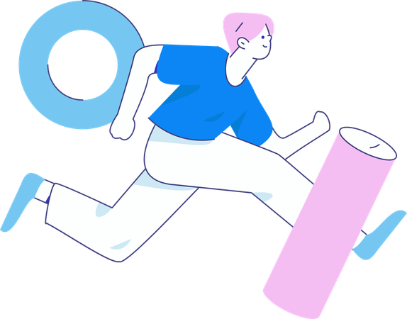 Athlète masculin courant marathon  Illustration