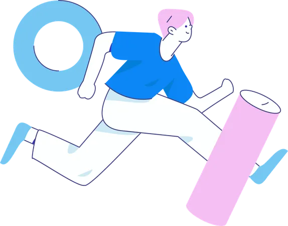 Athlète masculin courant marathon  Illustration