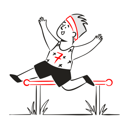 Un athlète masculin saute par-dessus la barrière  Illustration