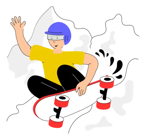 Un athlète olympique fait du skateboard  Illustration