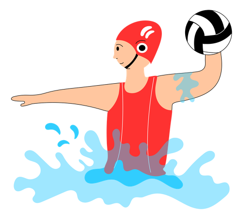 Un athlète olympique joue au water-polo  Illustration