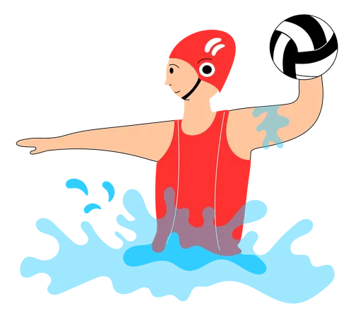 Un athlète olympique joue au water-polo  Illustration