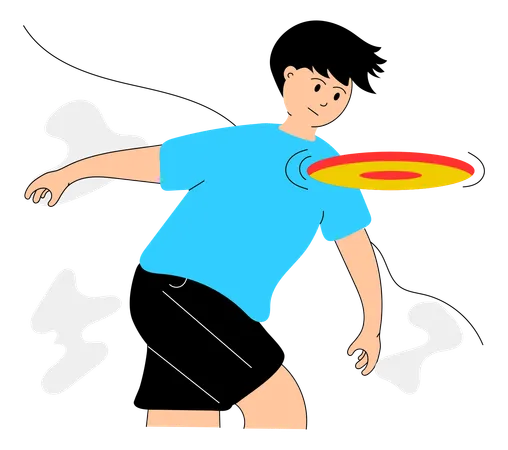 Un athlète olympique joue avec un frisbee  Illustration