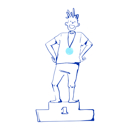 Athlete on the podium with a medal Illustration