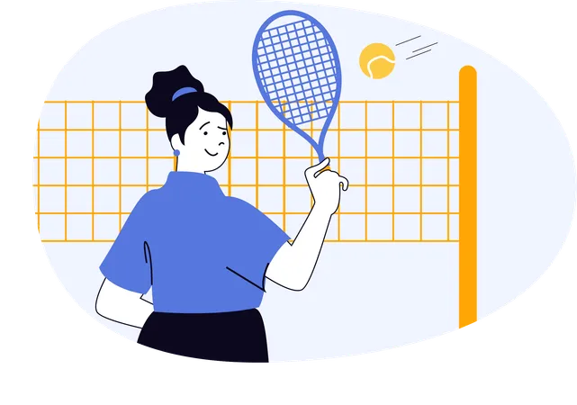 Athlete participates in badminton match  Illustration