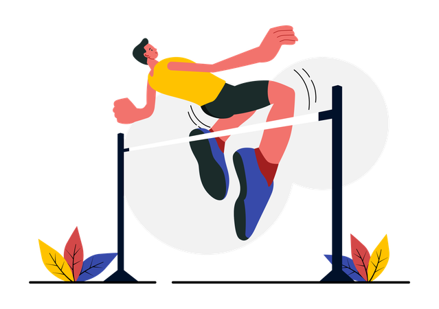 Athlete Performing a High Jump  Illustration