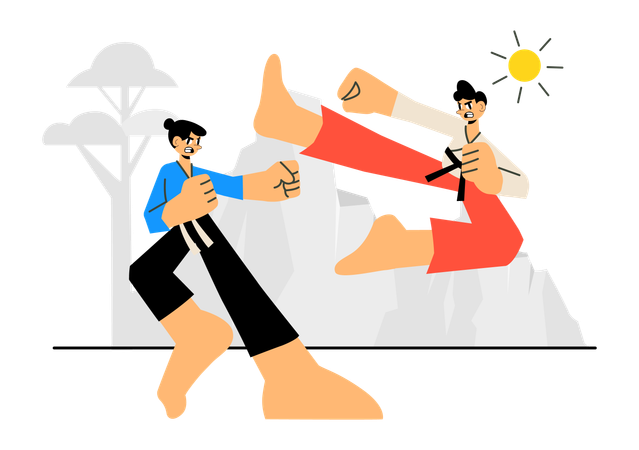 Athlete Performing a High Kick Exercise  Illustration