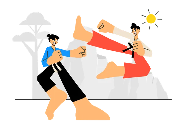 Athlete Performing a High Kick Exercise  Illustration