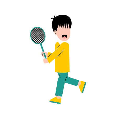 Athlete plays badminton  Illustration