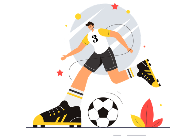 アスリートがサッカーの試合をする  イラスト