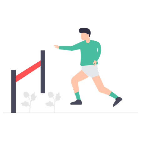 Athlete reaching finish line Illustration