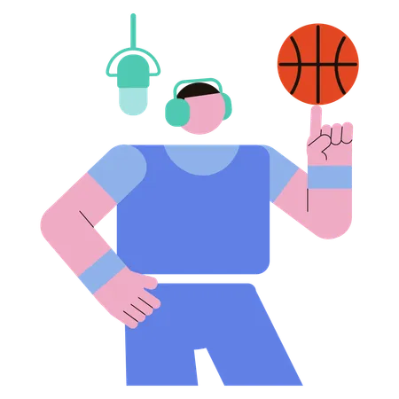 Athlete records sports podcast  Illustration