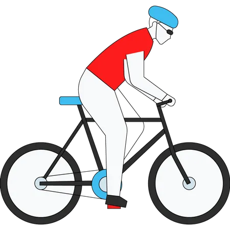 Athlete riding bicycle Illustration